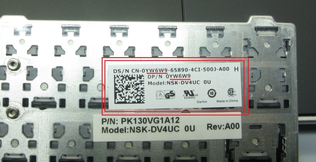 Dell laptop part number